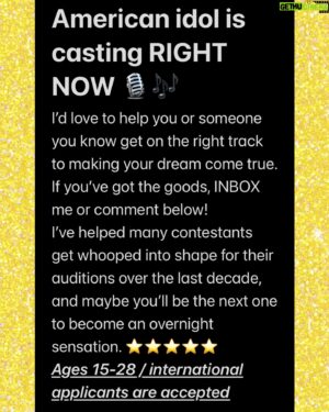 Ada Vox Instagram - If you can sing, and I mean REALLY sing, I want to hear you!
I DO NOT work for any television entities. I am simply an individual with the experience, knowledge, and some connections that I like to use to help others make their dreams a reality.
I’ve had many success stories over the years, and yes, if I choose to work with you for casting, it is FREE. I don’t think there should be a price on a talented person chasing their dreams.

Comment below or tag a friend in the comments if this is something you think might be a fit!

Also, if you’re older or do an act that isn’t singing but is still spectacular, inbox me or comment below! I might have something for you too ⭐️

#thenextidol #americanidol #vocals #thevoiceauditions #agtauditions #theyhavetherange #talent #unsigned