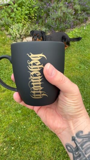 Adam Darski Instagram - Just got these beautiful, lightweight porcelain black matte @behemothofficial The Satanist mugs. Looking classy!! In the store later today 🤘 and don’t forget there is a Bundles menu item in our store where you can compose your own coffee bundles with the mugs at a lower price! @nergal69 @orion669 #inferno #seth #mug #porcelain #merchandise #premiummerchandise #rottie #rottielove