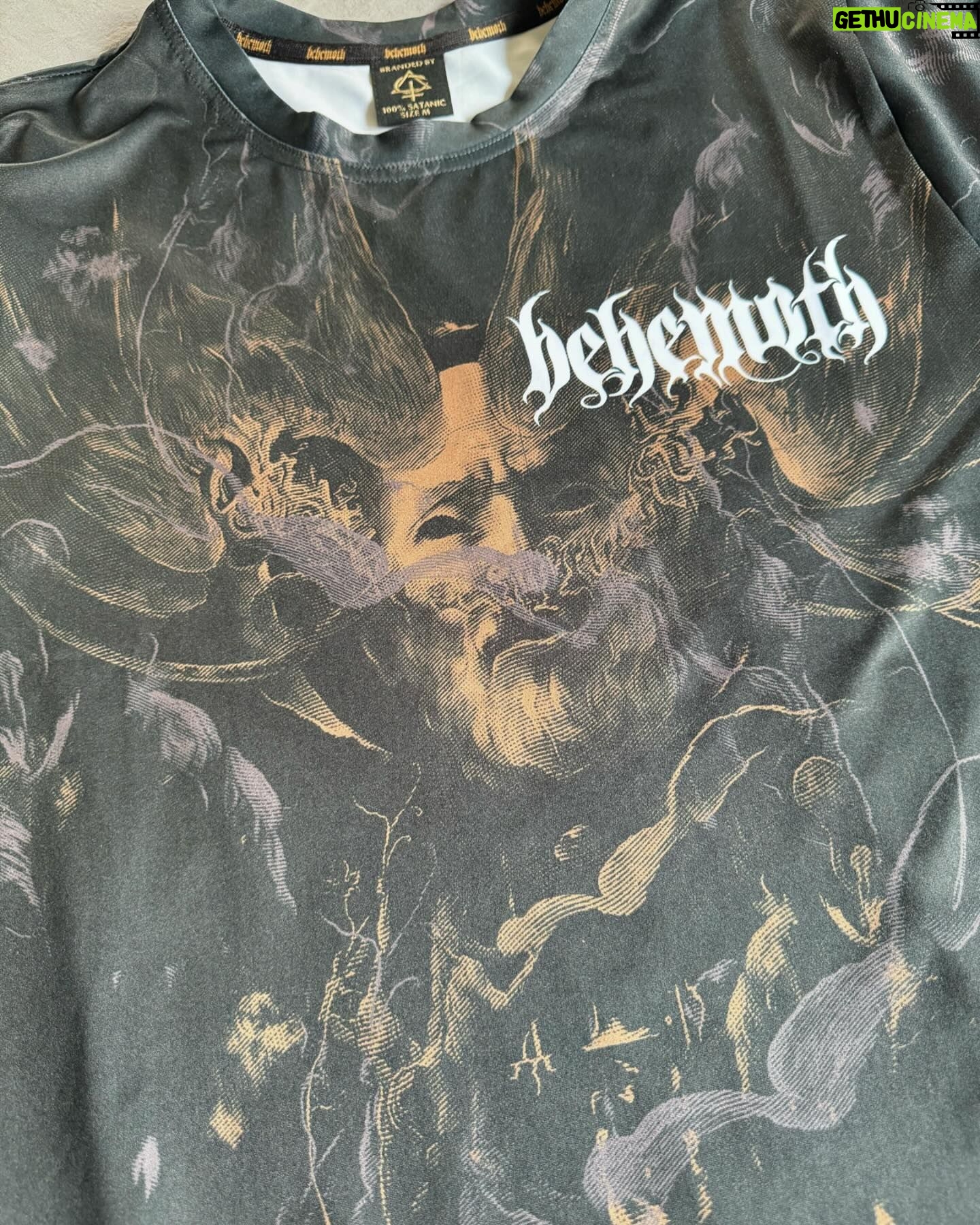 Adam Darski - 5.5K Likes - Just got the sample of the newest @behemothofficial The Satanist all-over print design, with the first lines of the „Messe Noire” song written on the back. Let us know in the comments if you dig this one! Design by @black.lodge.is.now @nergal69 @orion669 #inferno #seth #thesatanist #messenoire #behemoth