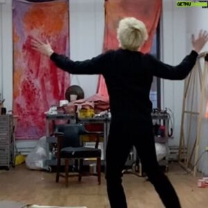 Adam Lucas Himebauch Instagram - While in the studio I listen to the same warmup music my high school wrestling team blasted before big games. Pumped up to paint!
