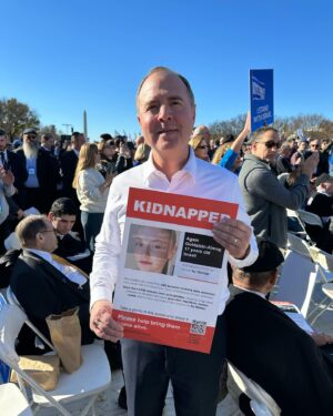 Adam Schiff Instagram - On the National Mall today, joining calls to release all hostages taken by Hamas after their attacks on Israel. Pictured here is 17-year-old Agam Goldstein-Almog, one of more than 240 men, women, and children taken by terrorists that day. Bring them home.