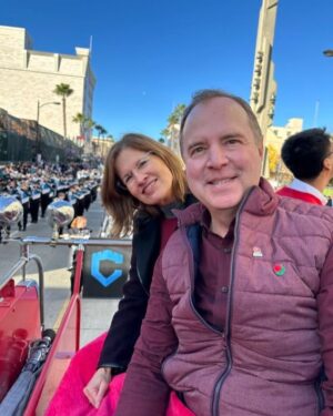 Adam Schiff Instagram - Eve and I at the Rose Parade this morning.

The best way to start 2024!

Thanks for letting us hitch a ride, Mr. Mayor.