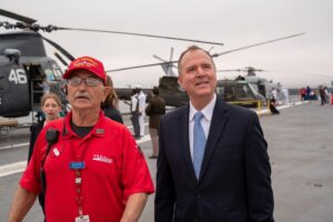 Adam Schiff Instagram - So fortunate to be able to participate in the USS Midway Citizenship Swearing-In ceremony this week, and to witness brave veterans from all over the world become newly-minted American citizens.

They defended our democracy and enriched our communities — and today, they can officially call this nation home.