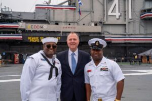 Adam Schiff Instagram - So fortunate to be able to participate in the USS Midway Citizenship Swearing-In ceremony this week, and to witness brave veterans from all over the world become newly-minted American citizens.

They defended our democracy and enriched our communities — and today, they can officially call this nation home.