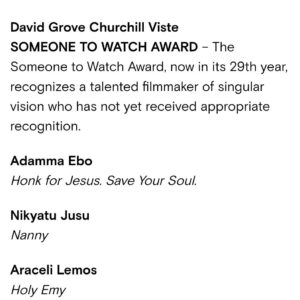 Adamma Ebo Instagram - If y'all would've told me back in 2018, when I graduated from film school with my MFA in directing, that my satirical, tonally fluid, black as hell lil character study would be nominated for any kind of award... I probably would've told y'all to stop playing with me. 

Nominated for an Independent Spirit Award... not sure I really have the words to express how this feels. 

BUT I could talk about @morereginahall allllllllll damn day. Regina, I'm never not blown away by damn near every performance you've ever given us. You've been a staple in Black Hollywood for freaking ever, and the life and pain and comedic genius you breathed into Trinitie Childs is only a fraction of the talent and spirit you've got in that five foot even lil bit body. 

This is more than well deserved. Proud is a goddamn understatement. 

Shout out to Team Honk Man. 

Shout out @adanne.ebo, my other half and the other half of this film. 

And shout out God. Always over there doing and doing it - and doing it well.