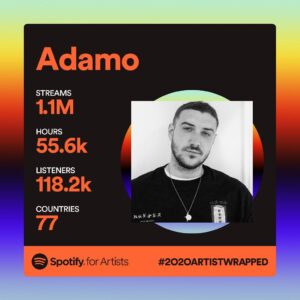 Adamo Marinacci Instagram - Merci infiniment pour votre fidèle écoute durant cette année très particulière! Vous ne le savez probablement pas mais ce fut une année extrêmement difficile pour la majorité des artistes dans à peu près tout les domaines culturels au Québec. De savoir que des gens nous supportent est une énorme source de motivation et d’inspiration pour continuer de créer et de ne pas se laisser distraire par les échecs hors de notre contrôle! Merci merci merci merci!!! 🤘🏼🥰❤️ J’espère bien vous rendre la pareil et continuer de vous faire décrocher le temps d’une chanson ou le temps d’un jujube 🤫😏!! 

@lesgrosbig X @letempsdunjujube
