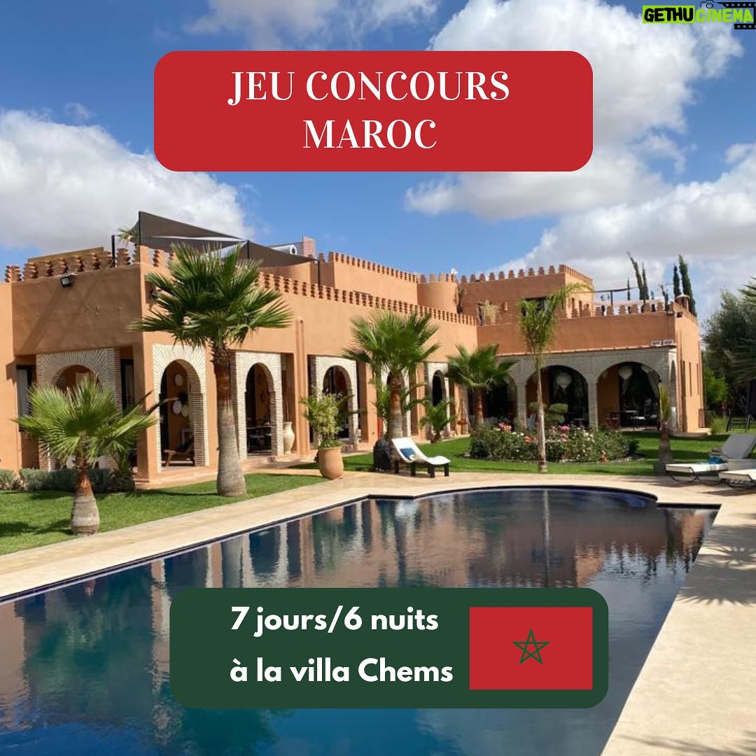 Adeline Vetter - 2.7K Likes - 🎊🎁 CONCOURS MAROC 🎁🎊
🇲🇦 On repart pour un magnifique pays qui me tient particulièrement à cœur le Maroc ! C’est à Marrakech, ancienne cité impériale de l’ouest du Maroc que vous allez passer 1 semaine de rêve à la @villachems_alouidane 😎☀️
🤝 Un séjour que je vous propose en collaboration avec la magnifique Miss Alsace @adelinevetter.off 👸 et mon ami Ben @amour.boire.et.manger le fournisseur des meilleures adresses de restauration en France 😋
👉 Vous jouez pour 7 jours/6 nuits pour 2 personnes à la @villachems_alouidane
🤞Pour participer il faut :
- Suivre @nicolasperrin_ , @villachems_alouidane , @adelinevetter.off et @amour.boire.et.manger 👋
- Identifier 2 personnes avec qui vous aimeriez partir 👱♂️👩🦳
- Liker et partager le post dans votre storie 🫵
Le gagnant sera tiré au sort le dimanche 21 avril à 19h 🕗 BONNE CHANCE 🍀