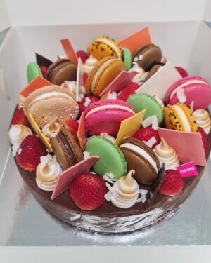 Adriano Zumbo Instagram - 10inch flourless chocolate cake but make it wow! 👏🏼🫠😍 special order for a lovely customer. 
#zumbo #zumbotest #flourlesschocolatecake  #glutenfree #macarons #chocolate #noosa #sunshinecoast #noosaville #colours #patisserie #pastry