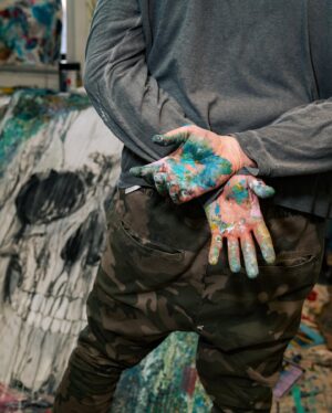 Adrien Brody Instagram - 🖤 Thank you @nytimes and Alexis Soloski for the lovely article & for featuring my artwork and my love of #painting 🎨Beautiful photos courtesy of @pet__fish