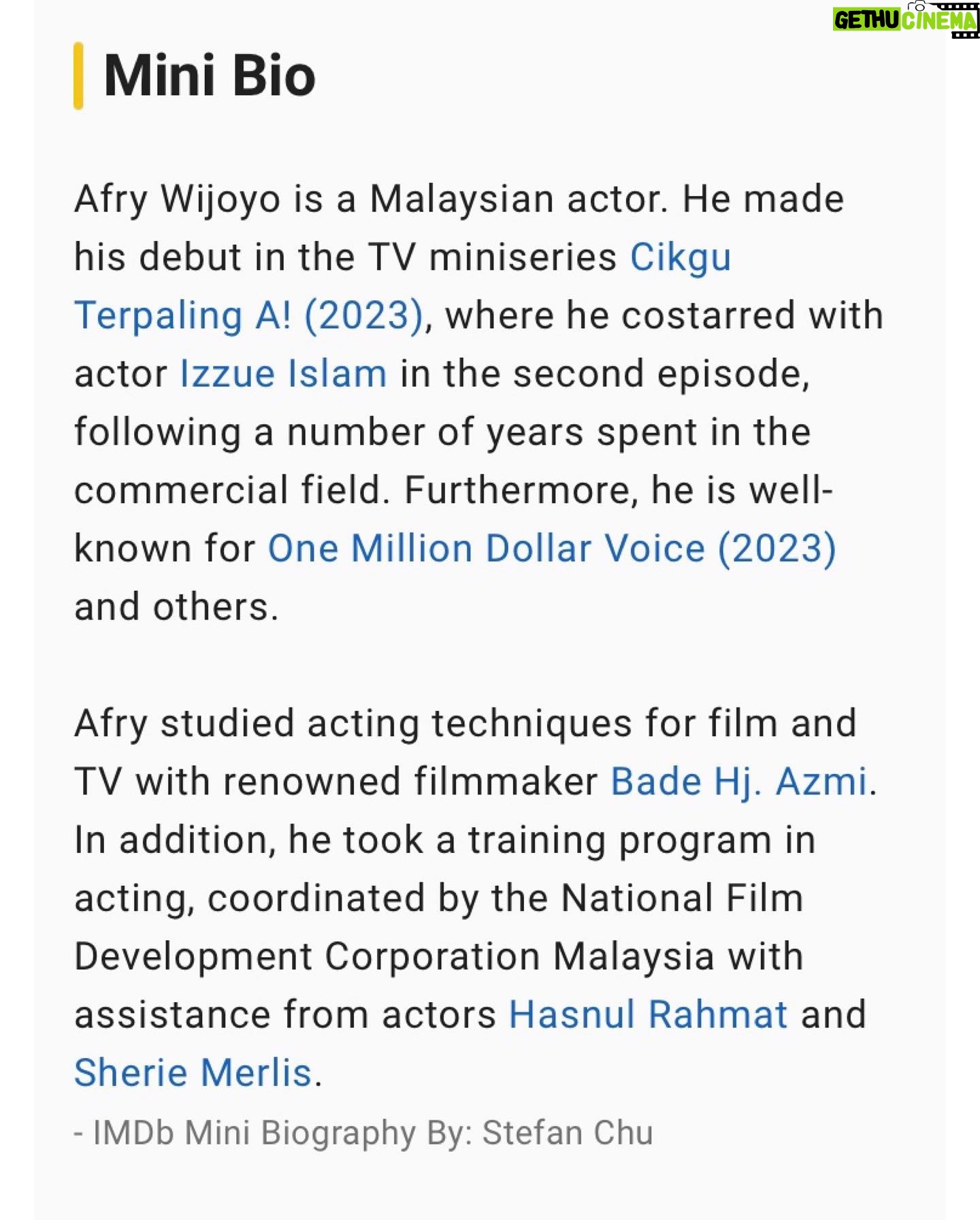Afry Wijoyo - 3 Likes - 10 years of pursuing a career in this industry—this is the story of how it all began. I was discovered by a talent agent on the sales floor when I was working at @hm Nusentral Kuala Lumpur, as a sales advisor in 2014. He introduced himself; Cole, and we both met after my shift ended, drank some tea, and discussed it. I accepted his offer with gratitude.
I managed to appear in my first print ad for @petronas, along with other talent. At that time, I was also involved in TV commercials and magazine spread by @kumpulan_media_karangkraf. Thank you @odayunus for giving me a chance.
A few months later, in 2015, I was approached by another talent agent, offering me a re-enactment role for a documentary. That was my starting point in the acting industry. In the same year, I decided to focus more on my best work in customer service while I pursued a talent career as my part-time job.
Then, in 2022, after I left the executive position, an important person from @orangetreeproduction , Abg @faisalchalahmad67 contacted me and offered me a role in TV miniseries; Cikgu Terpaling A!, directed by Mr. @kyollhamzah_director . I was scared. Fueled by passion but blinded by nerves.
I didn't know who my sparring partner was until I saw @izzueislam , and my chest was pounding. Doubly nervous when in front of me was remarkable actor @zamarulhisham93 , I spoke to myself (I still haven't gotten up from my bed or not?). I did my best not to show my nerves in front of them, and I did it with dignified. I am grateful to have met them both, and they did not hesitate to share their knowledge and some good tips during filming. Thank you! 🙏🏻✨
Last year, 2023, was a great revival in commercials and TV screens. I talk to God, and I know my path has difficulties and risks, but I know this is a journey approved by my parents and the creator, Allah SWT. Thank you to all the directors, producers, production team, backstage crew, and talent agencies. To the online, offline contributors, and @bookd_malaysia who gave birth to Afry as a newcomer. And to all my supporters, thank you still through my journey. Terimalah Afry Wijoyo dalam industri seni.
#AfryWijoyo #TVCommercial #Film