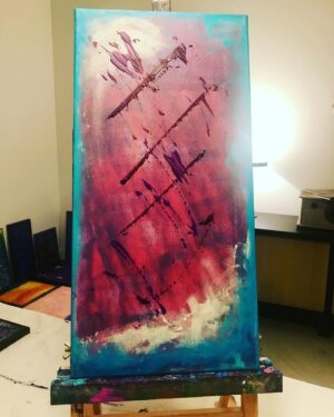Afton Williamson Instagram - Painted the 1st one several weeks ago. Got home late last night from filming, stared at this for a while and started paintings #2 and #3... #currentsituation 🎨💋