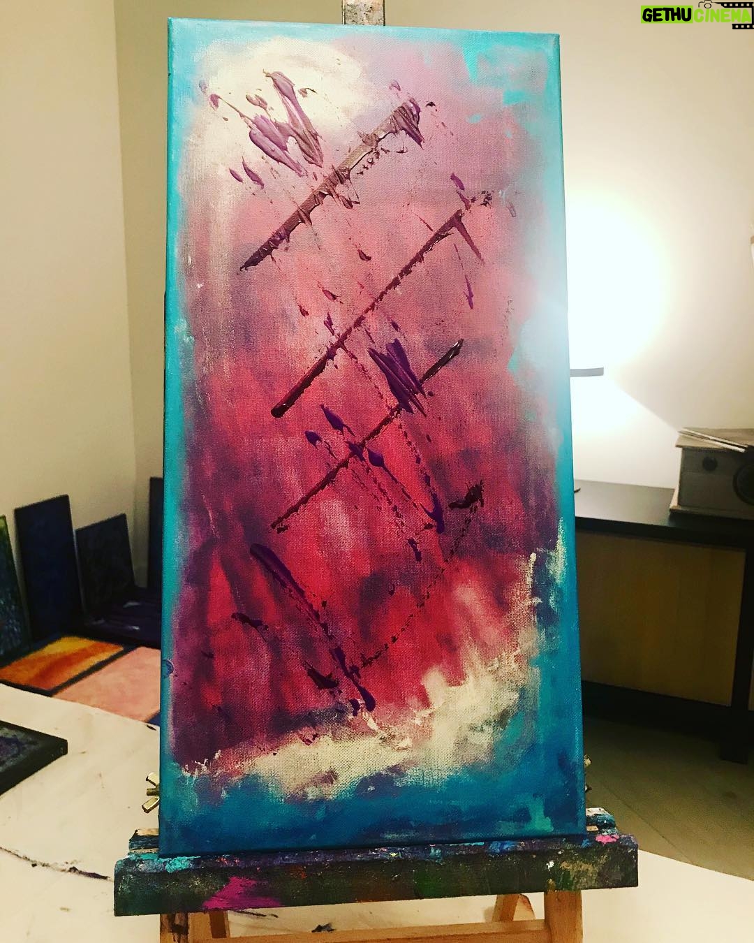 Afton Williamson - 488 Likes - Painted the 1st one several weeks ago. Got home late last night from filming, stared at this for a while and started paintings #2 and #3... #currentsituation 🎨💋