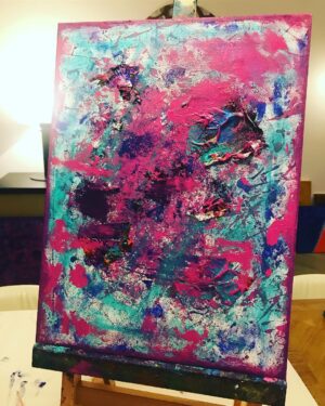 Afton Williamson Instagram - Painted the 1st one several weeks ago. Got home late last night from filming, stared at this for a while and started paintings #2 and #3... #currentsituation 🎨💋