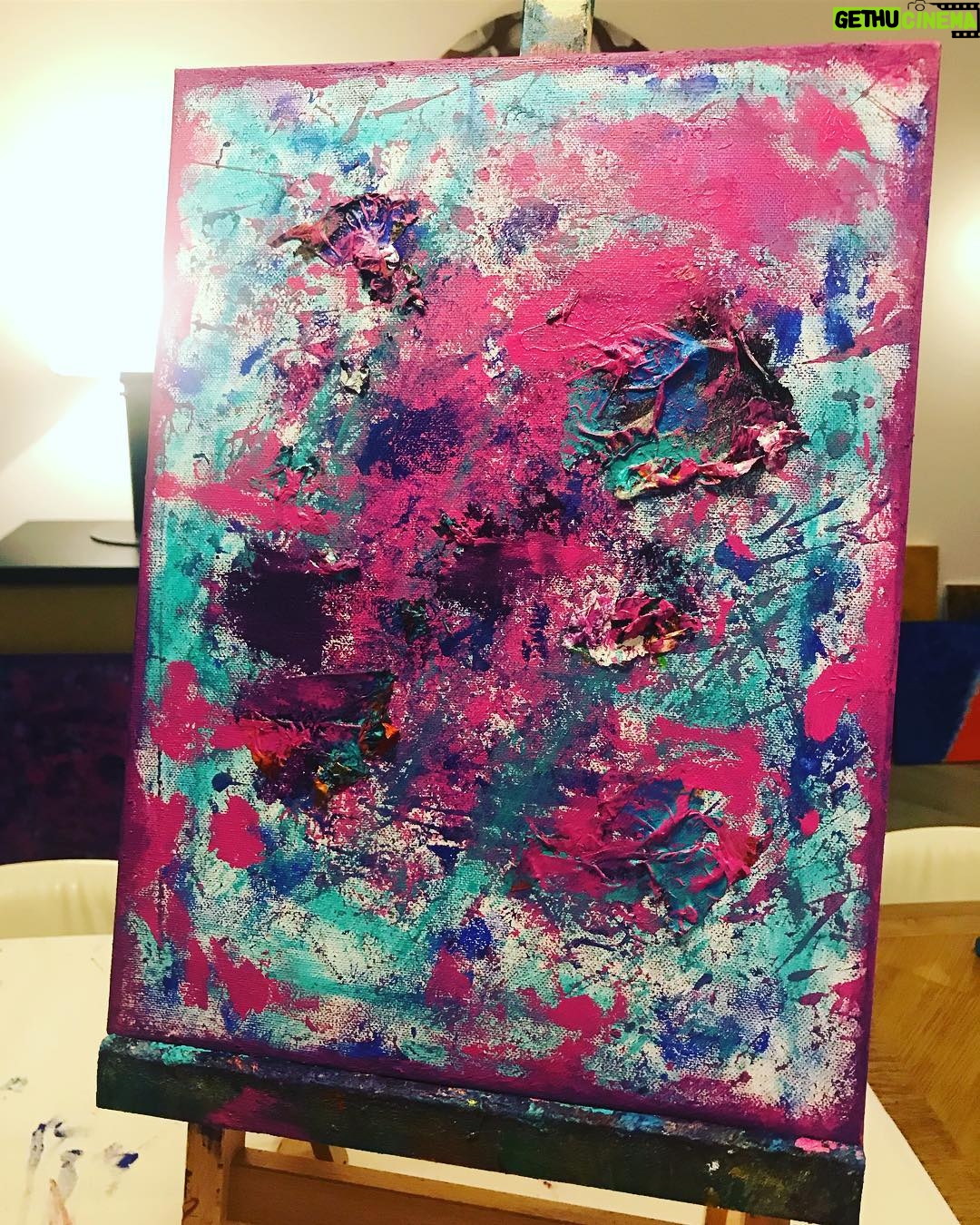 Afton Williamson - 488 Likes - Painted the 1st one several weeks ago. Got home late last night from filming, stared at this for a while and started paintings #2 and #3... #currentsituation 🎨💋