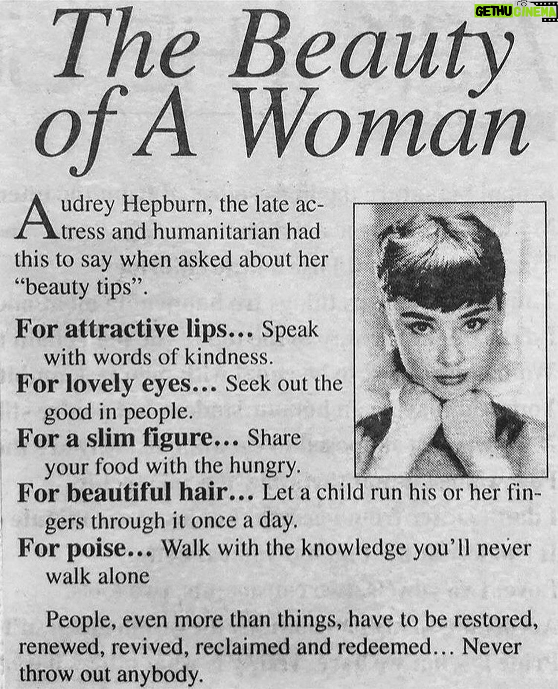 Agnes Born - 408 Likes - The best beauty tips ♥️
#HappyBirthday#AudreyHepburn#beautytips#thebeautyofawoman#actress#beauty#kindness#grace#Audrey#bekind#bella#icon