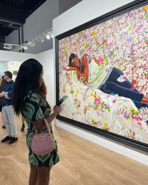 Aindrea Emelife Instagram - Standing in front of Kehinde Wiley’s work is always a moment that demands a pause. 

Not only do we as the viewer have the opportunity to appreciate the awestriking mastery of his painting up close, but an equal chance to reflect on the importance of his practice and its position of influence in contemporary art. Wiley’s interrogation of historical portraiture has long inserted black bodies into spaces previously reserved for white noblemen and royalty and has thus been a catalyst for the evolution of how we represent blackness today. 

Wiley’s legacy extends further through Black Rock, his multidisciplinary artist-in-residence program which brings together international artists to live and work in Dakar, Senegal, with a mission to support creation, collaboration, and incite change in the global discourse about what Africa means today.

@kehindewiley 
@blackrocksenegal