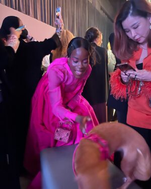 Aindrea Emelife Instagram - What's in the colour pink? When I think of pink I think of Venetian red mixed with St John's White, the lush raucous frivolity of Rococo, the eyeshadow lid of Warhol's Marilyn or neon flashes of Dan Flavin. Yesterday, pink for me only means Valentino. So excited to be invited to embrace the brands signature colour in honour of their exhibition Forever Valentino. 

Who said art historians shouldn't wear pink? 🎀 

@maisonvalentino