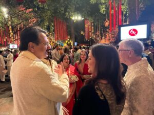 Aishwarya R. Dhanush Instagram - Thank you to our most gracious hosts Nita aunty and Mukesh uncle..most magical pre wedding of dear #anantandradhika memorable and lovely weekend spent with appa and Amma ! #makingmemories❤️ #ambaniwedding