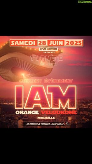 Akhenaton Instagram - Nous sommes heureux et fiers de vous annoncer notre concert "événement" "Planète Mars" qui aura lieu à l'@orangevelodrome le samedi 28 juin 2025.

Les festivités débuteront quelques jours avant le concert, avec une série d'événements...

Une célébration de la culture Hip Hop sous toutes ses formes, incarnant l'esprit de partage, de diversité et de créativité qui nous a toujours animé.

Une soirée de partage où nous aurons le plaisir d'être rejoints sur scène par de nombreux invités, issus de nos collaborations qui ont eu lieu tout au long de nos 35 ans de carrière.

On espère vous retrouver lors de cette semaine "exceptionnelle" à Marseille...

Peace...

Prévente Live Nation > Jeudi 25 avril à 10h
Mise en vente générale > Vendredi 26 avril à 10h