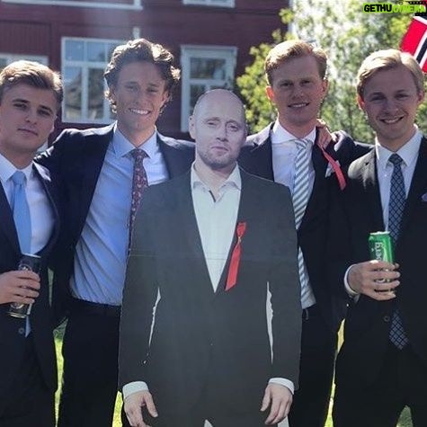 Aksel Hennie - 3.6K Likes - Happy Birthday Norway! ...unable to attend fully, so happy these guys bought the standee! Please don’t let me drink too much @larsgunders @henrikfaye @espengrodem @william_august