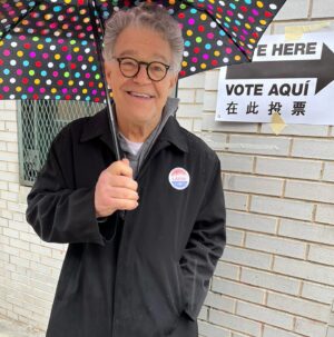 Al Franken Instagram - Neither rain nor snow will keep me from voting for Biden!