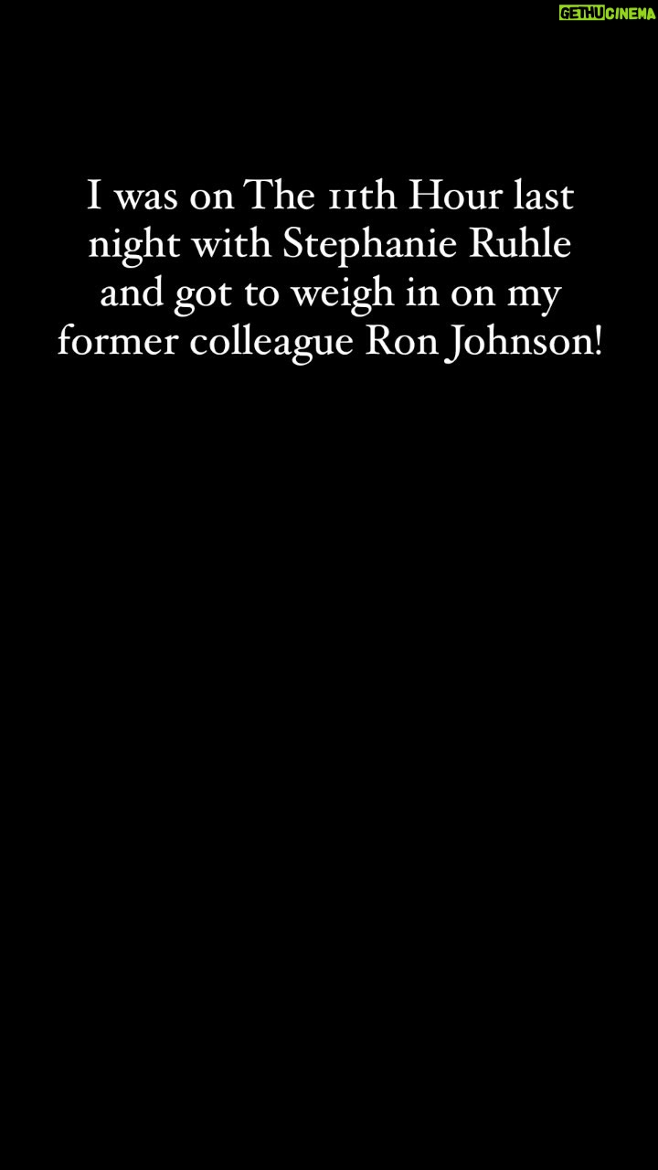 Al Franken - 6.5K Likes - I was on The 11th Hour last night with Stephanie Ruhle and got to weigh in on my former colleague Ron Johnson!