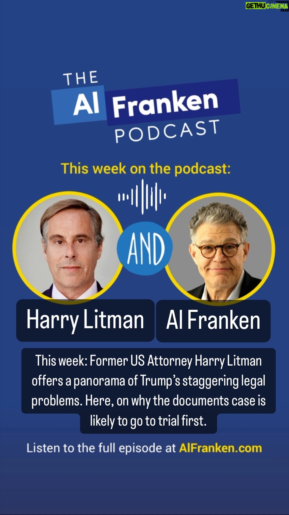Al Franken - 1.7K Likes - This week on The Al Franken Podcast: Former US Attorney Harry Litman offers a panorama of Trump’s staggering legal problems. Here, on why the documents case is likely to go to trial first.