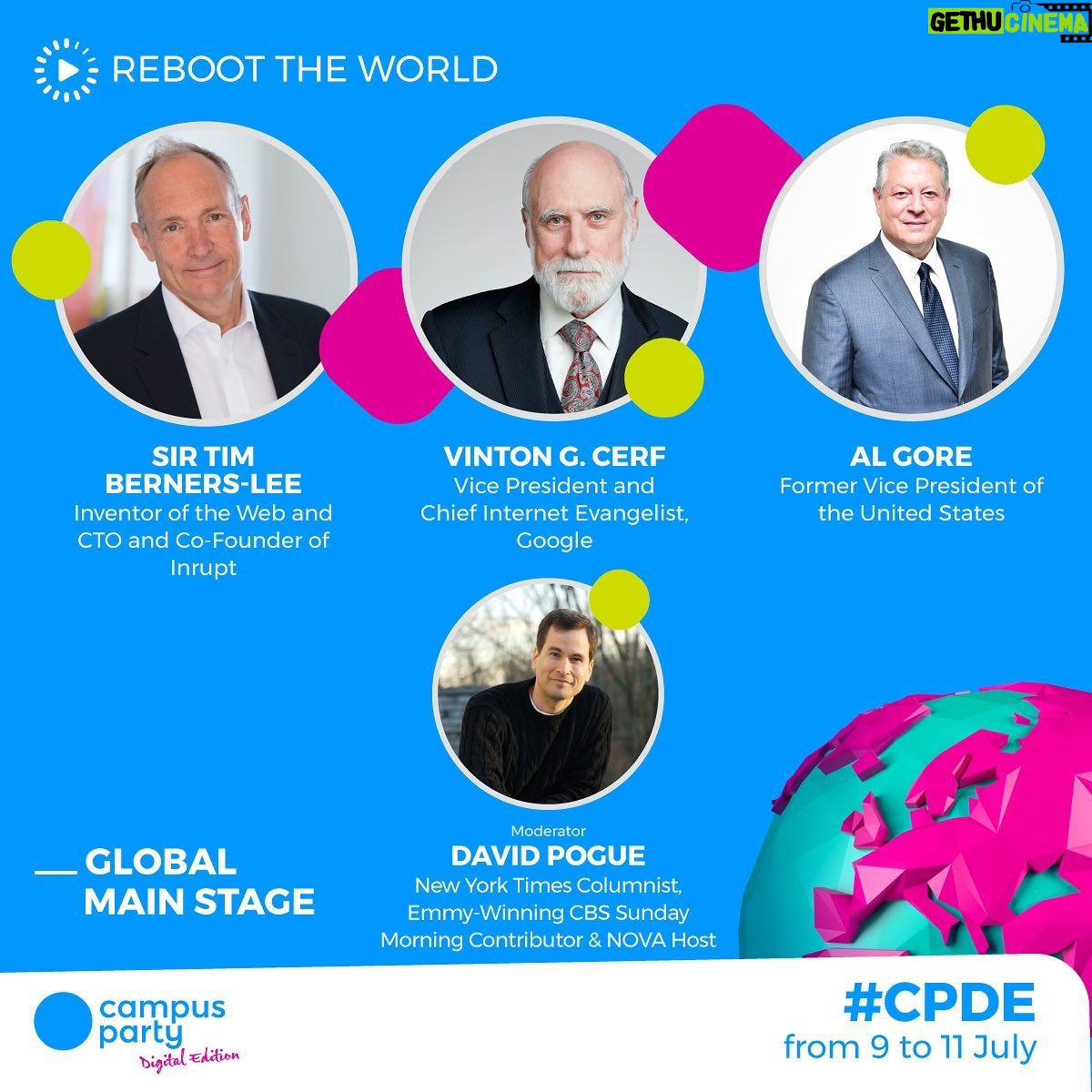 Al Gore - 1.3K Likes - Join Tim Berners-Lee, Vint Cerf, and myself for a panel on the future of the internet in a post-COVID-19 world! Moderated by David Pogue, you can watch live tomorrow, on 7/10 at 10 AM CST. Link is in the bio. #cpde