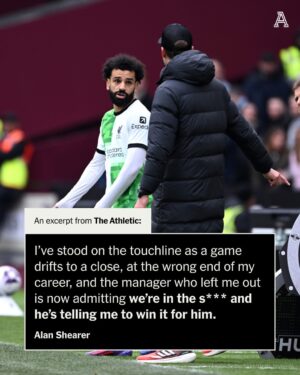 Alan Shearer Instagram - The tension between Mohamed Salah and Jurgen Klopp was obvious last weekend - @alanshearer knows exactly how the Egyptian will have felt.

#LFC
