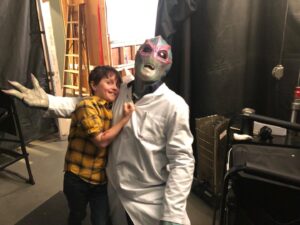 Alan Tudyk Instagram - New episode of @ResidentAlien tonight on @SYFY I play an alien who's nemesis is a little boy, Max. In real life Max is played by Judah Prehn - his hobbies are Mine Craft, balancing rocks, and smacking me around backstage (pictured above). Tonight! 10e/9c