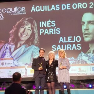 Alejo Sauras Instagram - Después de tantos años asistiendo y participando, de haber practicamente crecido en el #aguilarfilmfest he tenido el honor de recibir el Águila de Oro en este 2022 junto a la gran @parisines a la que admiro tanto y ahora también adoro.
.
Gracias infinitas al @aguilarfilmfest por este honor y especialmente a su director, Jorge Sanz, y a todo su equipo que consigue que nos sintamos siempre como en nuestra casa.
.
Y gracias @feleman por hacer esto posible y por esa llamada que no olvidaré nunca....