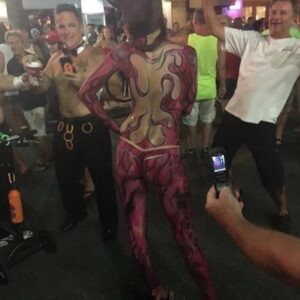 Alessandra Torre Instagram - These are pictures from back in 2017, at my first ever #fantasyfest. My #bodypaint was done by @mkarts and @hipzilla - if you are in #keywest be sure to swing by Irish Kevins to see M’s team at work and schedule your own paint. 🥳🤩