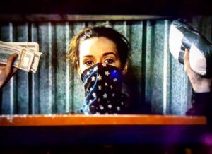 Alex Essoe Instagram - 'Merica! 💵🔫🏈🌟 #theneighbor #getmoney #outlaw #cash #blowout #bonnieandclyde