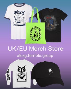 Alex G Instagram - new merch on the UK/EU and US stores and on tour this fall

new designs by kyle schwander