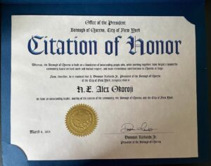 Alex Okoroji Instagram - It was such an incredible privilege to receive a “Citation of Honor” from the President of the Borough of Queens, City of New York (Donovan Richards Jr.) and another special recognition from the Law and Justice Empowerment of Women Forum presented by Hon. Justice Carmen Velasquez (New York Supreme Court Judge) herself on March 8, 2024.🙌🏽🙌🏽

I feel so blessed and grateful. I do not take any of these for granted.

Slide 1: Citation of Honor
Slide 2: Certificate of Recognition 
Slide 3: Video Presentation 

#alexokoroji #queenofexpression #G100 #honor #citation #newyork #womensmonth #march #blessed #grateful #joy