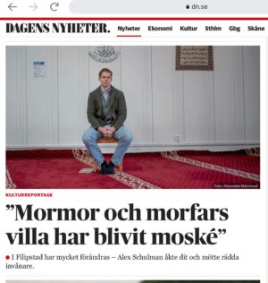 Alex Schulman Instagram - Jag åkte till Filipstad för att besöka min mormors och morfars gamla hus, som byggts om till moské, och skrev en text om det som idag finns på dn.se och imorgon i papperstidningen. Hoppas ni vill läsa, och titta på de fina bilderna av fantastiska fotografen @alexandermahmoud