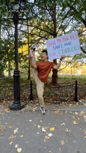 Alex Wong Instagram - Dance move for a @starbucks? 😍 Help me spread some holiday joy with your best moves 🤗🤗 #ad #StarbucksCheerMaker