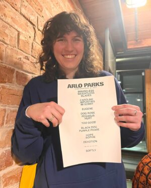 Alex the Astronaut Instagram - Can we have a big round of applause for drummer Kaleah for being the best and biggest @arlo.parks fan ever