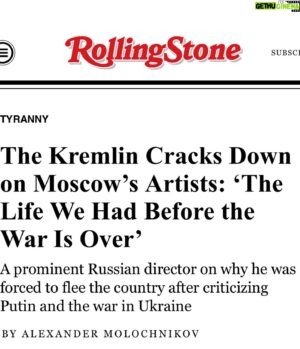Alexandr Molochnikov Instagram - Thank you @rollingstone for your interest in Russian culture and a chance to describe, what happen to it this year in my opinion. Merry Christmas!
