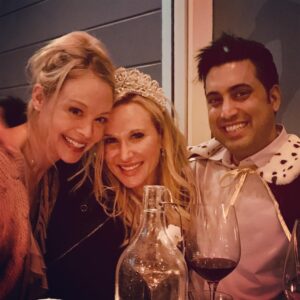 Alexandra Holden Instagram - Congratulations @amy_and_stausi and @simsarna !  I was honored to attend their wedding last week, and couldn’t be happier for them. ❤️ Rehearsal dinner outfits supplied by their wedding officiant, @annafaris Not pictured king Sim’s scepter. 😂 love it!  #royals #weddingdress #rehearsaldinner #royalwedding