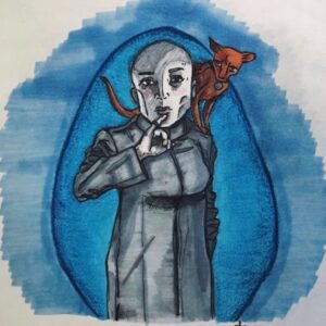 Alexandra Holden Instagram - Here’s me as Dr. Evil done by @drawdrops .  A dream role!  A dream portrait!  Thanks @emhig for the brilliant idea!  @tastelesspod #austenpowers #drevil #art