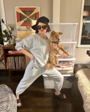 Alexandra Krosney Instagram - People said I was crazy to put out a hardcore rap album devoted to my love of home organization. But I proved them all wrong. I’d like to thank @thevelvetfogel and @mahaleyhpatel for being a constant source of inspiration, whoever first put on a baseball cap and thought “let’s turn this motherfucker sideways,” sweatsuits, enormous plastic bins for their emotional and physical support and of course my faithful dog, who provided all the backup vocals on the album. Find me on SoundCloud.