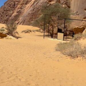 Alexandra Munroe Instagram - In AlUla at Desert X, a brilliant show of site-specific works by 20 artists from Saudi Arabia and around the world, set in the magnificent desert landscape of this region in northern Arabia. Here, Alicja Kwade presents a series of void and mirrored geometries set among the rocks, trees and brush of a narrow valley formed by the fantastic boulders of the millions year old bed of the Red Sea. The tricks remind us of the mirages, and also of how we forget ourselves in the presence of so much absence. Congratulations to our dear colleague Reem Fadda and the curatorial team, and to the Royal Commission of AlUla and its inspired leadership to develop the area into a center of arts, culture, nature and heritage. 

#desertxalula #alula @reemfadda @nevillewakefield @rcu_sa @alicjakwade @sasha.kalter @srasfwn #discovery