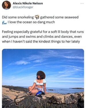 Alexis Nikole Nelson Instagram - A lil self love and also VERY CUTE BIRDS 
(Thank u x 100000 @nepeteaa for taking me birding with youuuuuuuuuu)
((I’m having so much fun filming for seaweed week 2k24 😆 I can’t wait for yall to see the silliness!))