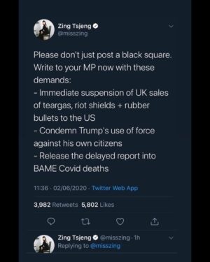 Alfie Allen Instagram - LINK IN BIO for template to send an email to your local MP (if you are based in the UK) demanding the halt of sales of riot gear to the USA and the release of delayed reports into BAME Covid deaths