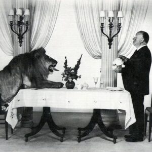 Alfred Hitchcock Instagram - Alfred Hitchcock serves tea to his good friend Leo the Lion, the MGM Studios mascot.
.
.
.
#alfredhitchcock #alfredhitchcockpresents #hitchcock #hollywood #director #bestdirector #film #filmgeek #classicfilm #filmdirector #filmmaking #suspense #masterofsuspense #cinema #classiccinema #instacinema #movies #bestmovies #classicmovies #alfredhitchcockmovies