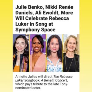 Ali Ewoldt Instagram - Honored to be part of this amazing roster (singing songs by @joelwaggoner and @dkabramson !!) honoring our beloved Rebecca Luker. Please join us this Monday @symphonyspace to raise money for @projectals. Link in bio ❤️ #als #broadway #rebeccaluker #newmusic