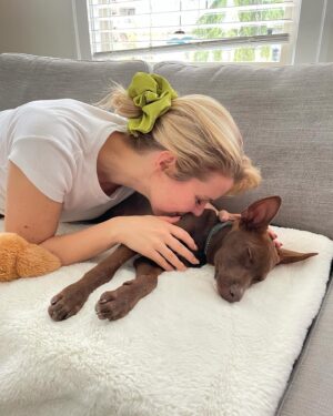 Ali Liebert Instagram - Currently over here obsessed with our boy Sabzi 🐕  we don't know his breed as his mama Molly was rescued by @peluditos_lamanzanilla when she was pregnant..but we have heard many suggestions! 
Lab - Doberman - Chihuahua - Xolo 
What do you think?
🐾🐾🐾
#SabziJoonKashLiebert 
#puppy #puppylove #rescue #rescuepups #xoloitzcuintle (?) @sabzijoonkashliebert