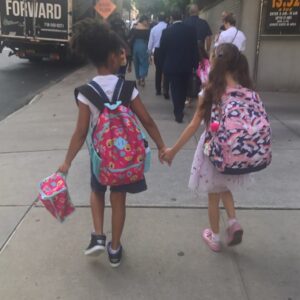 Alicia Minshew Instagram - And so it begins... the first day of fourth grade. Fourth freaking grade!! How the time flies. That backpack is bigger than Willow! These little city chicks have walked together every year on the first day of school for the past 4 years. True pals! I love this tradition. 😍😍 #firstdayofschool #makingmemories  #pals #traditions #timeflies #citychicks