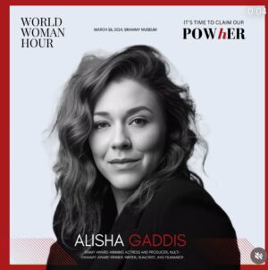 Alisha Gaddis Instagram - Honored to be a Headlining Keynote Speaker for @worldwomanfund fighting gender inequality with our own #powHER ⭐️ Reaching 10 MILLION people globally. Join live at the @grammymuseum or virtually. Link in bio. My speech will be #empowHERing, intense, provoking and hopefully funny! What a line-up! Photo @camglammed